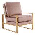 Patio Trasero 35 x 29 x 35 in. Jefferson Velvet Design Accent Armchair with Gold Frame, Pink PA2443660